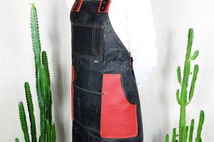 Tablier professionnel en toile pour barman avec sangles en cuir véritable, gilet de travail léger et poches utilitaires ajustables - Product Image 3