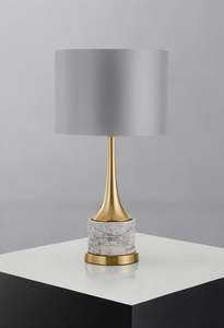 Lámpara de noche, lámpara con base dorada, lámpara con pantalla blanca, lámpara de escritorio, lámpara de mesa de estudio, iluminación decorativa para el hogar - Product Image 3