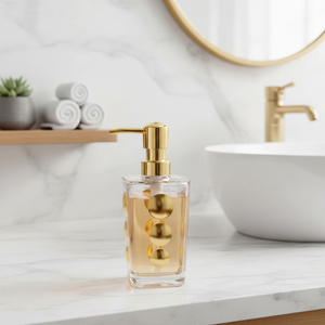 [Holar] Taiwan-made Premium Luxury Hotel Collection 300ml Shatterproof Gold Dots Acrylic Soap <b>Dispensers</b> with <b>Pump</b> - Product Image 4