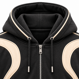 Sweat-shirt à capuche personnalisé brodé unisexe noir avec impression de lettres dorées, logo au dos, manches classiques, coupe ample, en molleton bouclette avec poche - Product Image 6