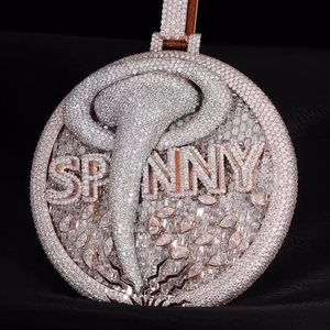Spenny Diamond <b>Pendant</b> 18K <b>Solid</b> <b>Gold</b> Plated Hiphop Style Round Brilliant Cut Natural Diamonds IGI Certified Unisex Jewelry - Product Image 3