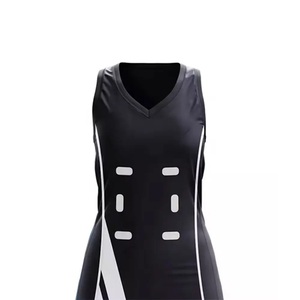 Uniforme de netball sin mangas, negro y blanco, con estampado, antideslizante, con tiras, de tela de alto flujo de aire, para pruebas. - Product Image 3