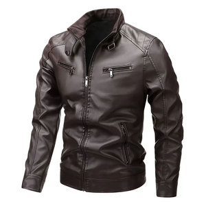 Veste en cuir pour homme de qualité supérieure, fermeture éclair, design élégant et durable, séchage rapide, légère, coupe confortable, idéale pour les tenues décontractées d'hiver - Product Image 1