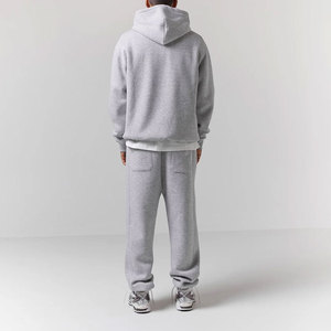Ensemble de survêtement en coton épais à capuche, style streetwear minimaliste uni - Product Image 2