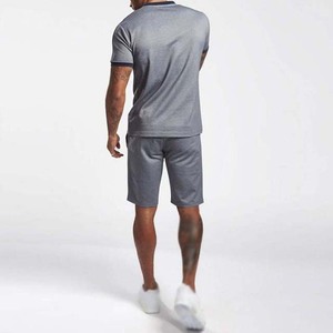 Ensembles de shorts décontractés d'été pour hommes en gros – T-shirt et short tricotés respirants de haute qualité de couleur unie - Product Image 5