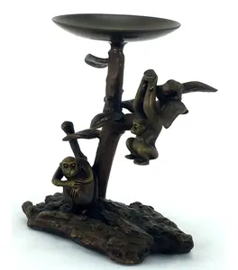Fabricante OEM ODM de Portavelas Metálicos Hechos a Mano, Marca Privada, Exportación, Zahid Exports, Portavelas de Bronce con Diseño de Árbol de Monos, Redondo, Metálico - Product Image 4