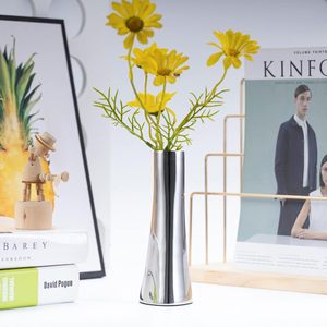Jarrón cilíndrico tradicional de acero inoxidable ecológico para mesa, maceta metálica para arreglos florales, decoración navideña para el hogar - Product Image 3