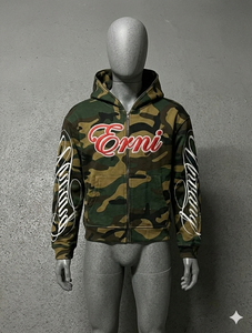 Sweat-shirt à capuche zippé unisexe 2026 style rétro gothique imprimé animal, manches régulières, streetwear, sport, décontracté, coupe oversize, 100% coton - Product Image 1