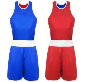 Pantalones Cortos de Boxeo Rojos y Azules de Alta Calidad para Hombre, Uniforme con Logotipo Personalizado, Elásticos, Ligeros y Transpirables, de Poliéster - Product Image 2