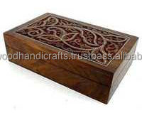 กล่องไม้เก็บเครื่องประดับกล่องไม้แกะสลักทำด้วยมือ - Product Image 1