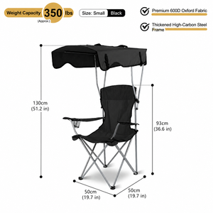 Chaise de camping pliante en aluminium portable pour l'extérieur avec auvent pare-soleil, légère et pliable pour la salle de sport et le jardin - Product Image 2