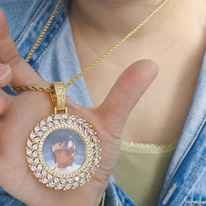 Colgante de plata con diamante cultivado en laboratorio, diseño de rayos de sol, con foto personalizada, dije de pétalo marquesa, chapado en oro, certificado IGI - Product Image 2