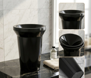 Black <b>Plastic</b> Round Spittoon <b>Cup</b> 98mm Diameter Household Bar Tableware Single Wall PP Material Custom Label - Product Image 1