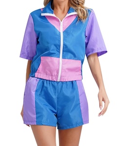 ชุดเซ็ตเสื้อแจ็คเก็ตซิปและกางเกงขาสั้นแฟชั่นใหม่สำหรับผู้หญิง - Product Image 3