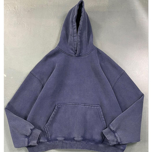 Sweat-shirt à capuche surdimensionné pour homme, couleur unie, coton lavé, tissu molletonné français, streetwear décontracté, manches longues - Product Image 4