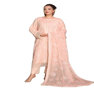 Diseñadores paquistaníes bordados Karandi Shalwar Kameez 3 piezas de mujer diario Casual Kurti Salwar trajes para niñas y mujeres - Product Image 1