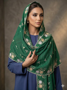 Voile Hijab Africain en Maille Florale pour Femme, Broderie Strass, Léger, Respirant, Été, Longueur Personnalisable, Quotidien, Extérieur - Product Image 4