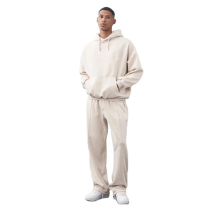 Blank Custom <b>Men's</b> Drop Shoulder <b>Pullover</b> Tracksuits 100% Cotton Fleece Solid Spring Sporty Heavyweight Casual Oversized - Product Image 1