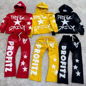 Baggy Fit vintage personnalisé pour hommes, pantalon de survêtement, costume à capuche, couleur délavée à l'acide, patchs de broderie numérique pour l'hiver - Product Image 1