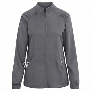 Blouse d'infirmière personnalisable OEM, veste médicale à fermeture éclair intégrale et manches longues, prix de gros, réduction sur les achats en gros, blouses élégantes - Product Image 2