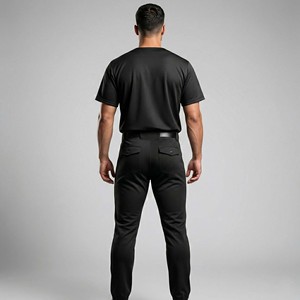 Wholesale Custom Blank Matte Black <b>Baseball</b> Uniform <b>Set</b> Men's Stealth Edition Short Sleeve Button Down Jersey and Pants - Product Image 2