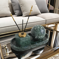 Ensemble élégant de bakhoor en marbre naturel indien, artisanal, luxueux, écologique, durable, personnalisable, porte-encens, décoration d'intérieur