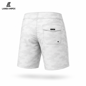 Men's White Camo <b>Board</b> Shorts Quick Dry Stretch Surf Swim Trunks Custom Logo Beach Shorts Lightweight Water Sports Swimwear - Product Image 2