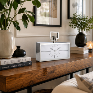 Luxury Silver Metal Table <b>Clock</b> Modern Decorative <b>Desk</b> <b>Clock</b> for Home Office Hotel Living Room Elegant Mantel <b>Clock</b> Home Decor - Product Image 5