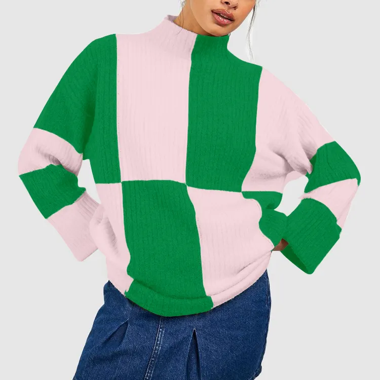 Odm/Oem maglione da donna con Design Patchwork di ultima generazione maglione Jacquard