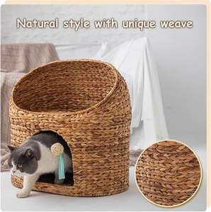 เตียงแมวทรงบ้านคุณภาพสูง ทำจากหวายจักสานมือ แข็งแรง ทนทาน เป็นมิตรกับสิ่งแวดล้อม พร้อมเบาะรองนอนถอดซักได้ - Product Image 2