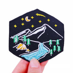 OEM Handmade Embroidery Patch Custom Logo Iron On Clothing <b>Badge</b> with Full Woven Fabric Design - Product Image 1