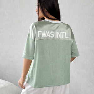 T-shirts oversize de style sportif pour femmes, imprimé lettres, personnalisé, ajouré, streetwear, mode, maillot de football américain - Product Image 3