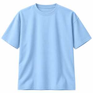 Camiseta de Cuello Redondo Azul Claro para Hombre, Manga Corta, Lisa, Teñida, Básica, Corte Regular, Informal, Sólida - Product Image 1