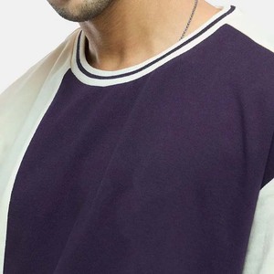 T-shirt unisexe 100 % coton, coupe raglan, blocs de couleur, épais, style streetwear, impression graphique personnalisée pour homme - Product Image 4