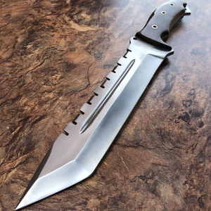 Cuchillo Tracker de Acero D2 Hecho a Mano con Mango de Palisandro Marrón, Hoja Fija Pulida, Cuchillo de Caza y Camping para Exteriores con Funda de Cuero - Product Image 2