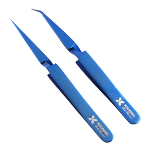 KOUNAIN-Ensemble de pinces à épiler professionnelles en acier inoxydable pour extension de cils, point fin d'isolation, volume d'action croisée, plasma bleu - Product Image 1