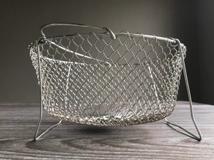 Silver Wire Mesh Fruit <b>Basket</b> For Kitchen Countertop Dining <b>Table</b> Fruit Storage Organizer And Modern Metal Display Bowl - Product Image 3