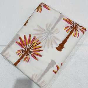 Embroidered Poplin 100% Cotton Fabric 53/54" <b>White</b> Palm Tree Print Breathable Woven Medium 100gsm Home Textile Blanket <b>Throw</b> - Product Image 2