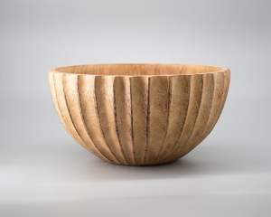 Bol de service artisanal en bois pour salade, fruits, pain, pâtes, en-cas, cuisine, table à manger, bois naturel, fait main, style rustique - Product Image 3