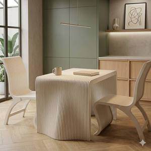 Mesa de Comedor de Madera Impermeable Ecológica con Diseño Moderno en Forma de Ola, 1 Año de Garantía, Solución Completa para Uso en Exteriores - Product Image 6