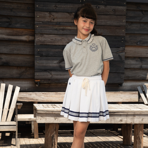 Polo Gris de Mujer, Manga Corta, Tejido de Algodón, Estilo Preppy con Logotipo, para Primavera/Verano - Camiseta Hebe para Chica - Product Image 3