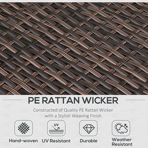 Set da 5 Pezzi in Rattan Intrecciato per Esterni con Tavolo in Vetro Temperato, 2 Sedie Imbottite e 2 Pouf - Product Image 4