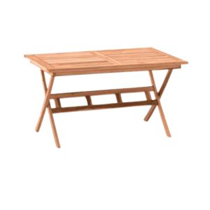 Solid Teak <b>Wood</b> Rectangle <b>Foldable</b> Portable Dining <b>Table</b> X-Legs Modern Minimalist Design Durable Waterproof Eco-Friendly Stable - Product Image 1