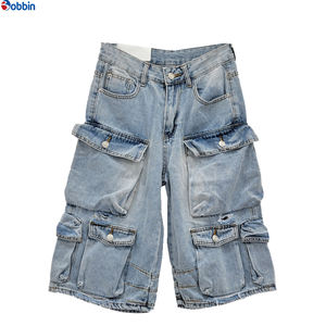 Pantalones vaqueros de mezclilla para mujer, estilo vintage, lavados, de cintura media, transpirables, tipo cargo, de longitud media - Product Image 2