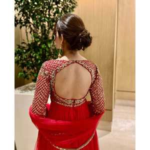 Ensemble haut-bas et dupatta WW Fancy Orange avec des séquences de broderie élégantes, taille XL - Product Image 1