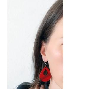 Unique <b>Red</b> Teardrop Wooden Statement Earring Lightweight <b>Jewellery</b> for Birthday Anniversary and Gift At Best Market Price - Product Image 1