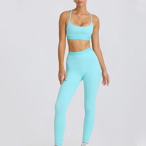 Fashion Yoga Set for Women Racerback Sports Bra and <b>High</b> <b>Waist</b> <b>Leggings</b> Activewear Breathable 2-Piece Spandex Yoga Suit - Product Image 1