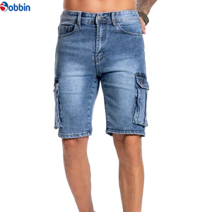 Short cargo en jean stretch skinny pour homme, style streetwear hip-hop, 6 poches, en coton uni, écologique, idéal pour l'été - Product Image 5