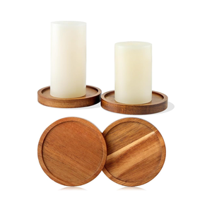 Wholesale Rustic Acacia Wooden Round <b>Candle</b> Holder Tea Light <b>Tray</b> for Party Table Decoration from Vietnam - Product Image 1