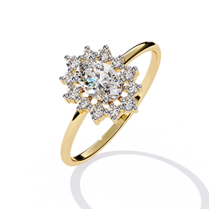 Anillos de Compromiso y Aniversario Minimalistas con Diseño Floral, con Diamantes Cultivados en Laboratorio de Corte Ovalado y Redondo, Anillo de Oro Sólido de 14K - Product Image 4